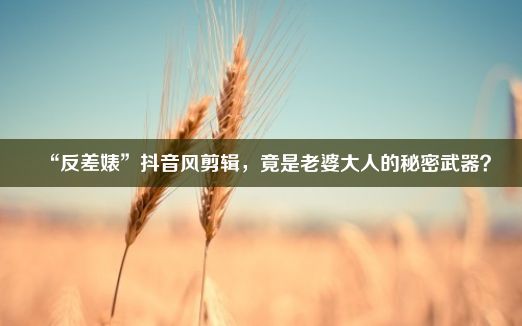 “反差婊”抖音风剪辑，竟是老婆大人的秘密武器？