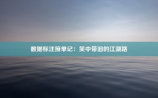 数据标注接单记：笑中带泪的江湖路