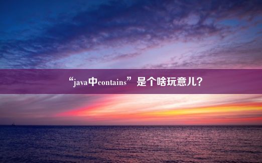 “java中contains”是个啥玩意儿？