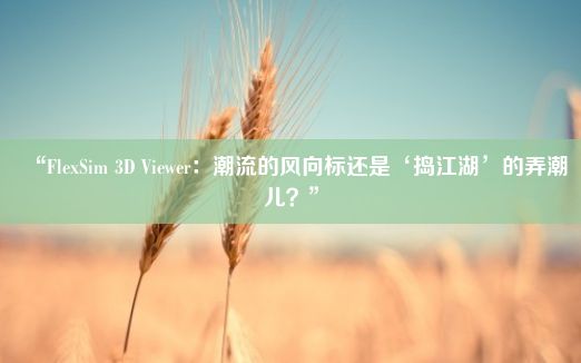 “FlexSim 3D Viewer：潮流的风向标还是‘捣江湖’的弄潮儿？”