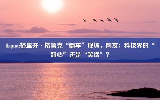 "格里芬·格鲁克“翻车”现场，网友：科技界的“甜心”还是“笑话”？