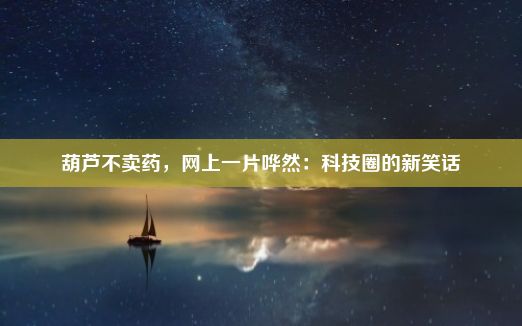 葫芦不卖药，网上一片哗然：科技圈的新笑话