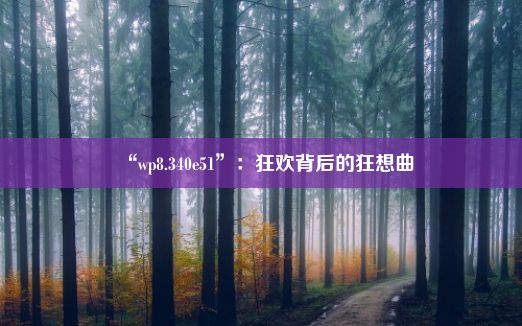 “wp8.340e51”：狂欢背后的狂想曲