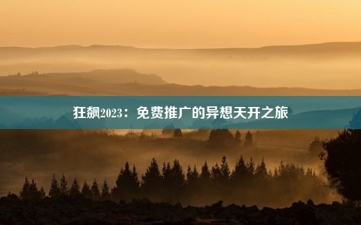 狂飙2023：免费推广的异想天开之旅