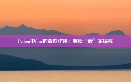 Python中func的奇妙作用：笑谈“砖”家编程