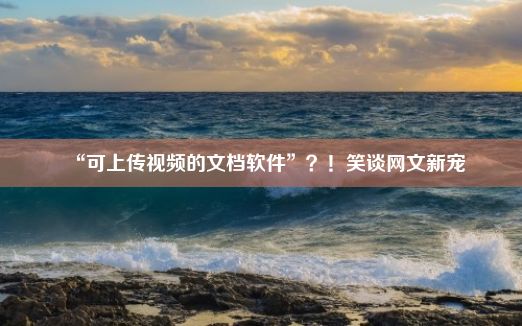 “可上传视频的文档软件”？！笑谈网文新宠