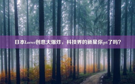 日本Loewe创意大爆炸，科技界的新星你get了吗？