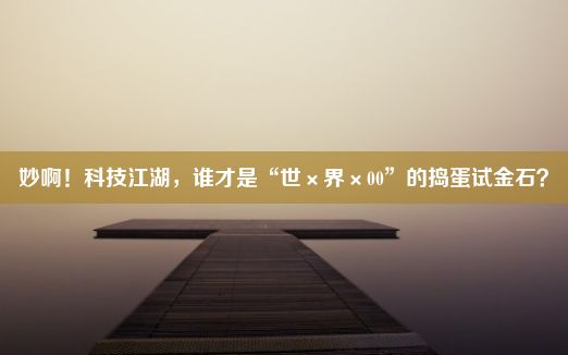 妙啊！科技江湖，谁才是“世×界×00”的捣蛋试金石？