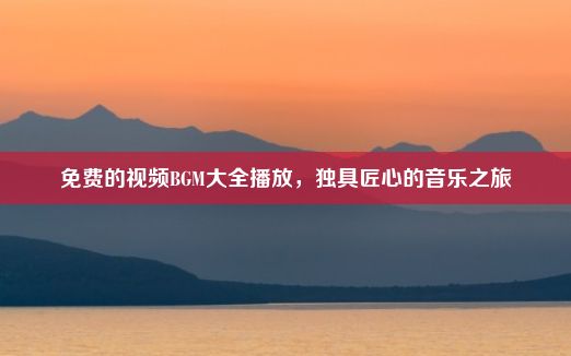 免费的视频BGM大全播放，独具匠心的音乐之旅