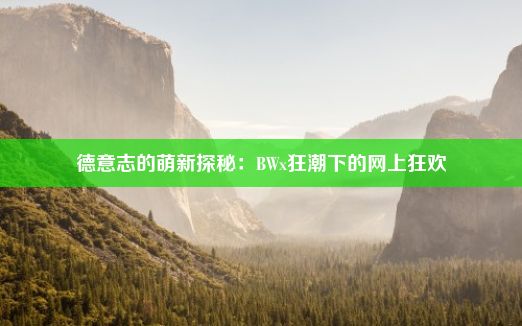 德意志的萌新探秘：BWx狂潮下的网上狂欢