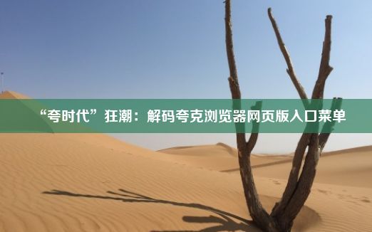 “夸时代”狂潮：解码夸克浏览器网页版入口菜单