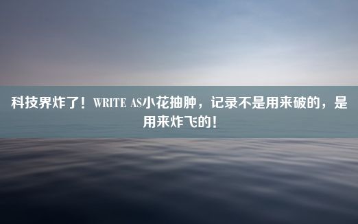 科技界炸了！WRITE AS小花抽肿，记录不是用来破的，是用来炸飞的！