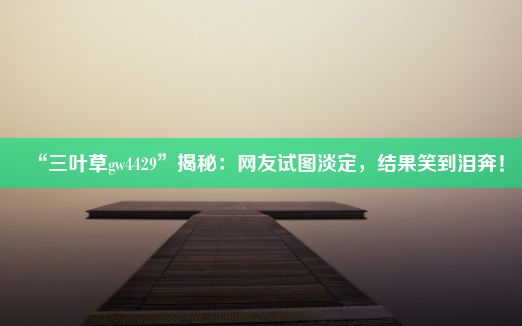 “三叶草gw4429”揭秘：网友试图淡定，结果笑到泪奔！