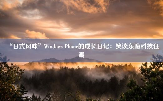 “日式风味”Windows Phone的成长日记：笑谈东瀛科技狂潮