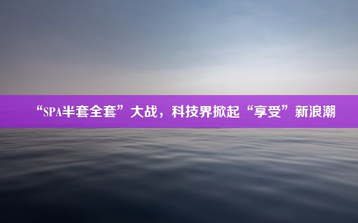 “SPA半套全套”大战，科技界掀起“享受”新浪潮