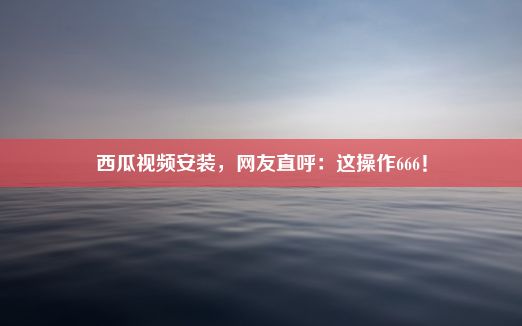 西瓜视频安装，网友直呼：这操作666！